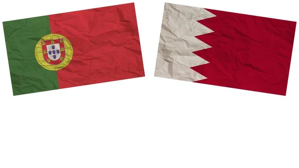 Bahrajn Portugalia Flagi Razem Tekstura Papieru Efekt Ilustracji — Zdjęcie stockowe