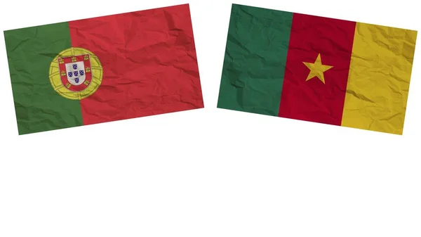 Camerún Portugal Banderas Juntas Textura Papel Efecto Ilustración — Foto de Stock