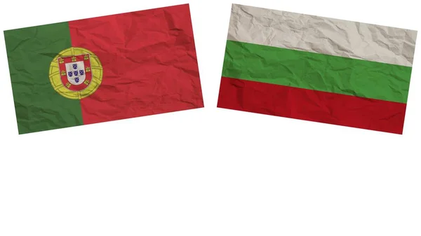 Флаги Болгарии Португалии Вместе Иллюстрация Эффекта Текстуры Бумаги — стоковое фото