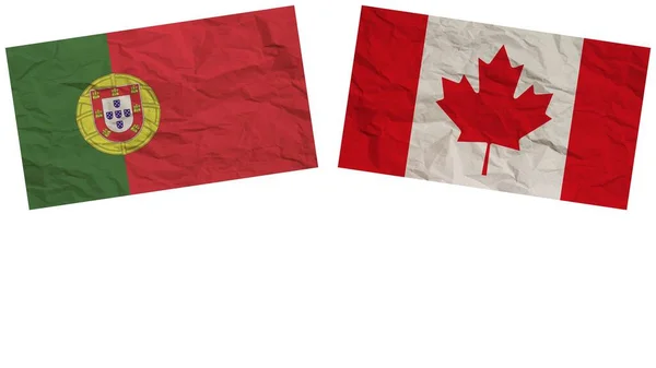 Kanada Och Portugal Flaggor Tillsammans Paper Texture Effect Illustration — Stockfoto