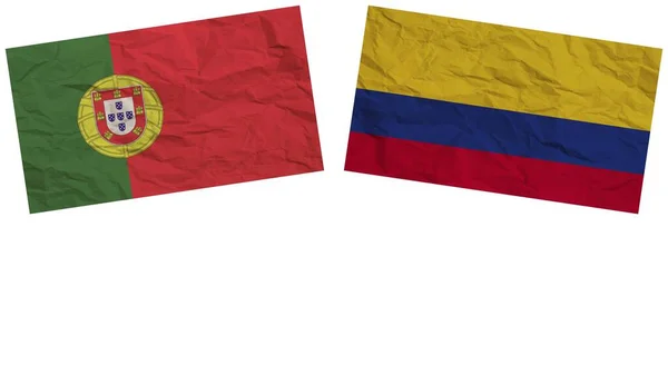 Kolumbia Portugalia Flagi Razem Efekt Tekstury Papieru Ilustracja — Zdjęcie stockowe