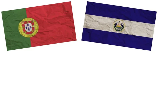 Σαλβαδόρ Και Την Πορτογαλία Σημαίες Μαζί Υφής Χαρτί Εικονογράφηση — Φωτογραφία Αρχείου