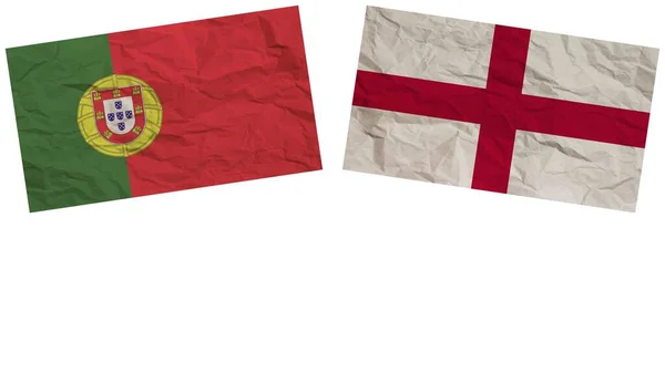 Anglia Portugalia Flagi Razem Tekstura Papieru Efekt Ilustracji — Zdjęcie stockowe