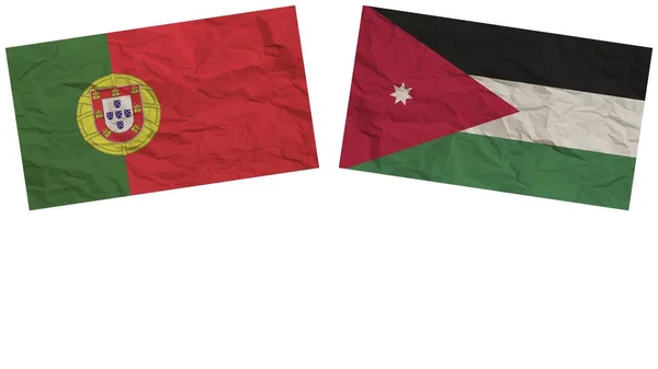 Jordânia Portugal Bandeiras Juntas Ilustração Efeito Textura Papel — Fotografia de Stock