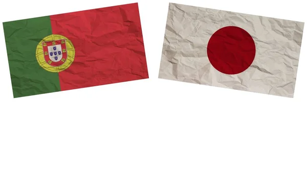 日本とポルトガルの旗が紙のテクスチャ効果のイラスト — ストック写真