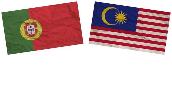 マレーシアとポルトガルの旗紙のテクスチャ効果イラスト — ストック写真