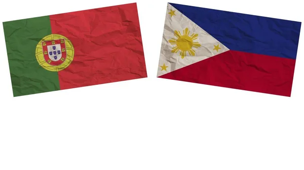 Філіппіни Португалія Разом Прапори Паперу Ефект Текстури Ілюстрації — стокове фото