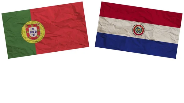 Paraguay Portugália Zászlók Együtt Papír Textúra Hatás Illusztráció — Stock Fotó