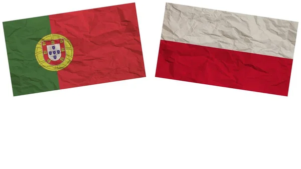 Polska Portugalia Flagi Razem Efekt Tekstury Papieru Ilustracja — Zdjęcie stockowe