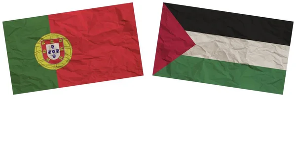 Παλαιστίνη Και Πορτογαλία Σηματοδοτεί Μαζί Επίδραση Υφής Χαρτί Εικονογράφηση — Φωτογραφία Αρχείου