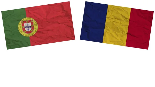 Ρουμανία Και Πορτογαλία Σηματοδοτούν Μαζί Την Υφή Του Χαρτιού Εικονογράφηση — Φωτογραφία Αρχείου