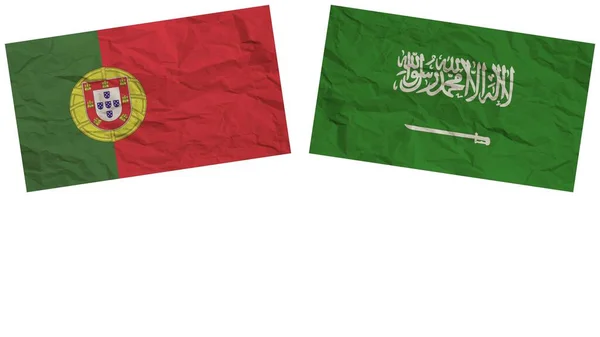 Σαουδική Αραβία Και Πορτογαλία Σημαίες Μαζί Επίδραση Υφής Χαρτιού Εικονογράφηση — Φωτογραφία Αρχείου