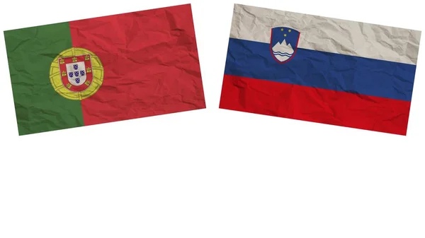 Eslovenia Portugal Banderas Juntas Textura Papel Efecto Ilustración — Foto de Stock