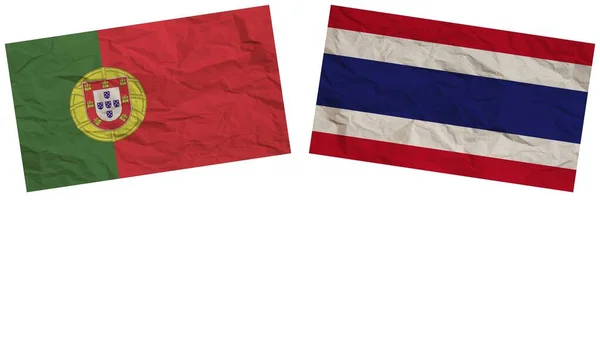 Tajlandia Portugalia Flagi Razem Tekstura Papieru Efekt Ilustracji — Zdjęcie stockowe