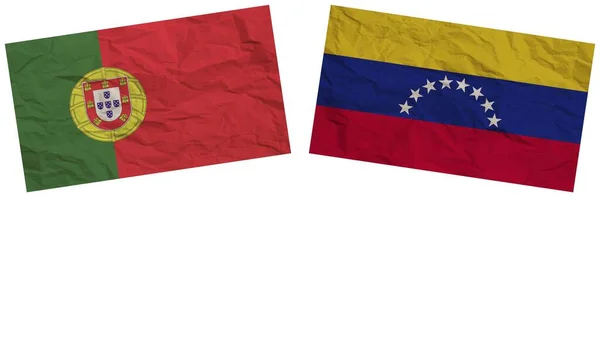 Bandeiras Venezuela Portugal Juntas Ilustração Efeito Textura Papel — Fotografia de Stock