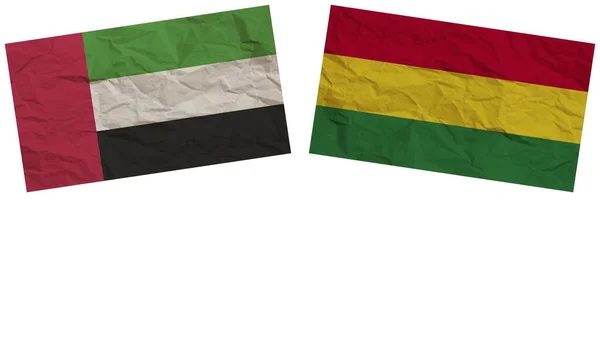 Bolívia Egyesült Arab Emírségek Zászlók Együtt Papír Textúra Hatás Illusztráció — Stock Fotó