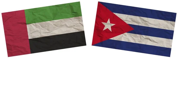 Kuba Und Vereinigte Arabische Emirate Flaggen Zusammen Papier Textur Effekt — Stockfoto