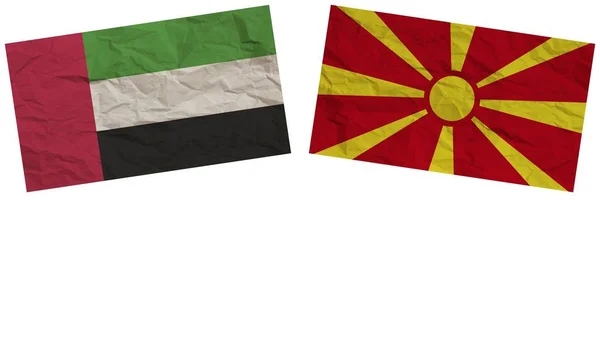 Macedonië Verenigde Arabische Emiraten Vlaggen Samen Paper Texture Effect Illustration — Stockfoto
