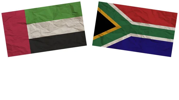 South Africa United Arab Emirates Flags Together Paper Texture Effect — Stock Photo, Image