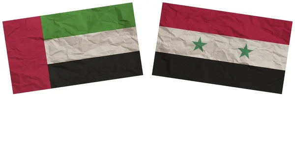 Syrie Les Émirats Arabes Unis Drapeaux Ensemble Papier Texture Effet — Photo