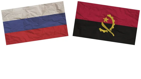 Angola Russia Bandiere Insieme Carta Texture Effetto Illustrazione — Foto Stock
