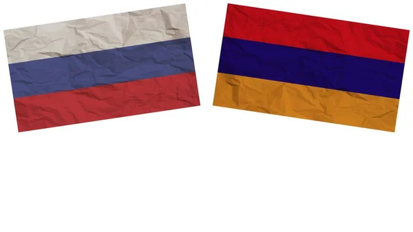 Armenia Russia Flags Together Paper Texture Effect Illustration — Stock Photo, Image