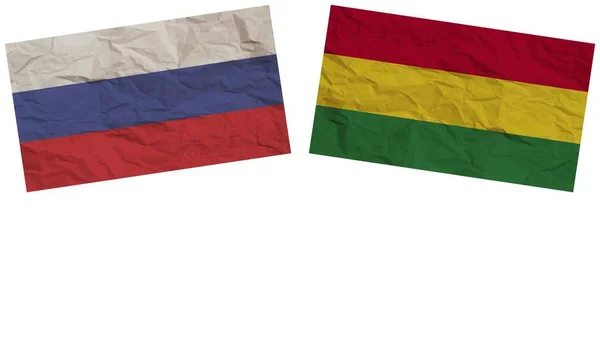 Bolivia Och Ryssland Flaggar Tillsammans Paper Texture Effect Illustration — Stockfoto