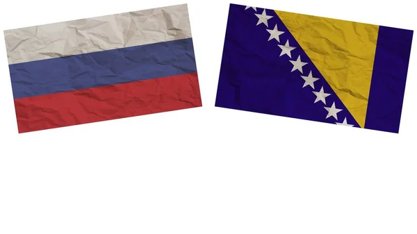 Bosnië Herzegovina Rusland Vlaggen Samen Paper Texture Effect Illustration — Stockfoto