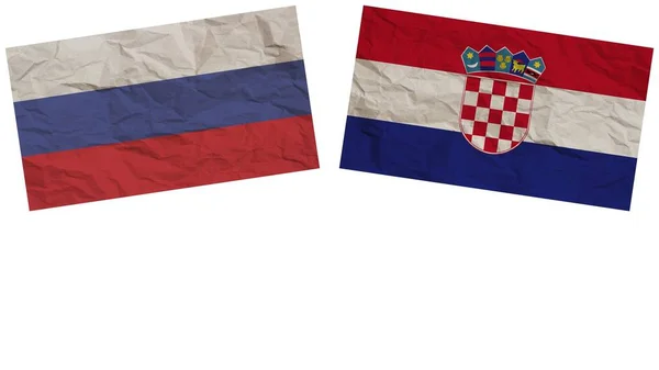 Croazia Russia Bandiere Insieme Carta Texture Effetto Illustrazione — Foto Stock
