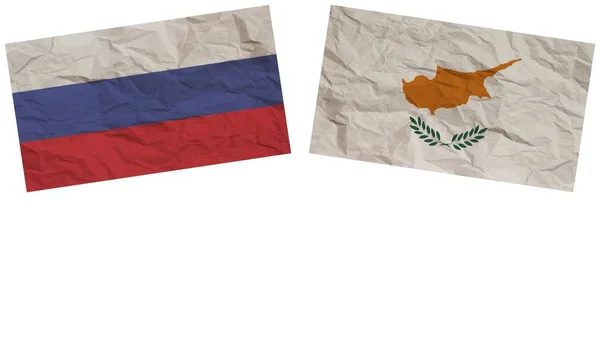 Chypre Russie Drapeaux Ensemble Papier Texture Effet Illustration — Photo