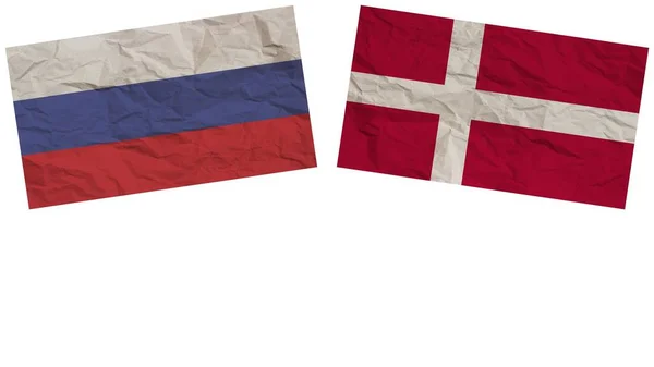 Dinamarca Rusia Banderas Juntas Textura Papel Efecto Ilustración —  Fotos de Stock
