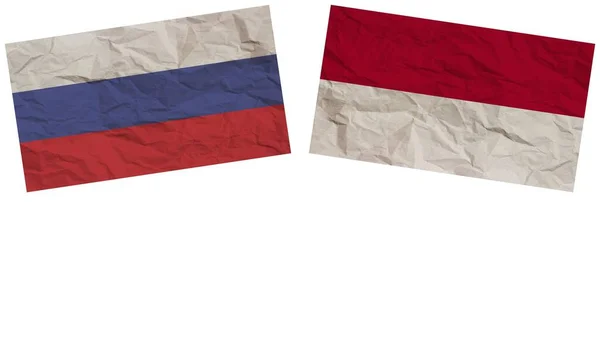 Indonesia Russia Flags Together Paper Texture Effect Illustration — Stock Photo, Image