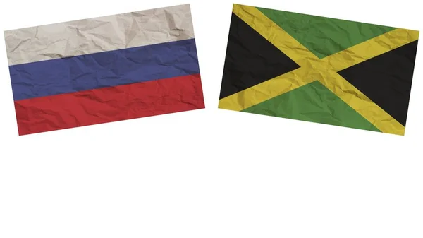 Jamaica Och Ryssland Flaggor Tillsammans Paper Texture Effect Illustration — Stockfoto