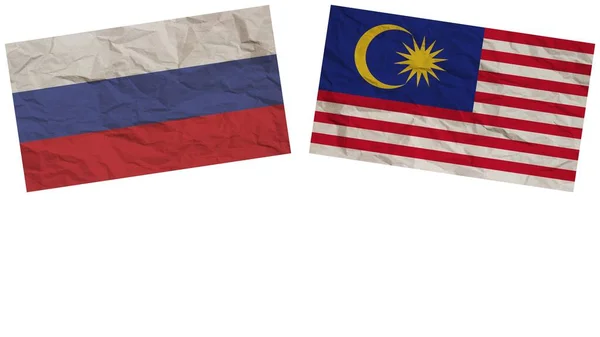 Malasia Rusia Banderas Juntas Papel Textura Efecto Ilustración —  Fotos de Stock