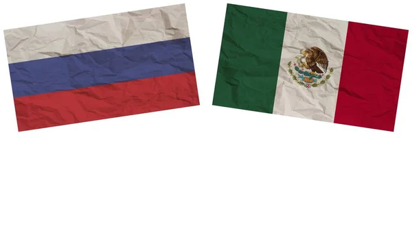 Mexico Russia Flags Together Paper Texture Effect Illustration — 图库照片