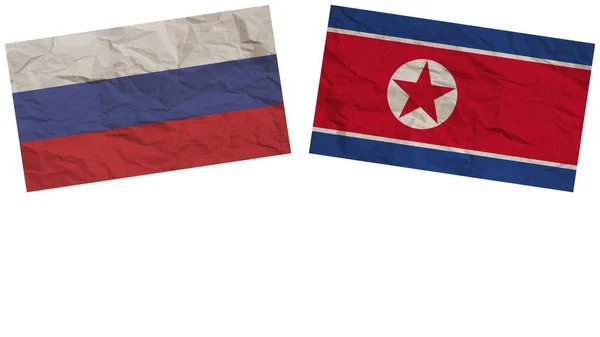 North Korea Russia Flags Together Paper Texture Effect Illustration — 图库照片