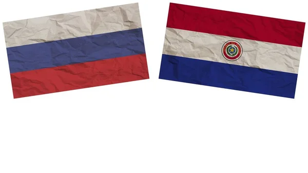 Paraguay Russia Flags Together Paper Texture Effect Illustration — Stock Photo, Image