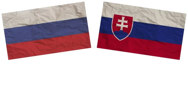 Slovakia Russia Flags Together Paper Texture Effect Illustration — Stock Photo, Image