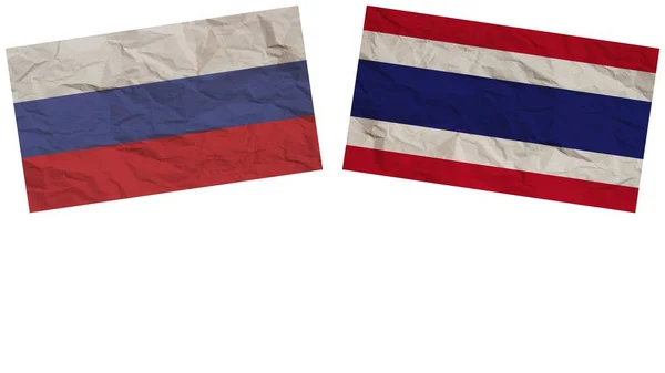 Thaiföld Oroszország Zászlók Együtt Papír Textúra Hatása Illusztráció — Stock Fotó
