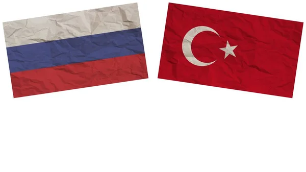 Turquía Rusia Banderas Juntas Papel Textura Efecto Ilustración — Foto de Stock