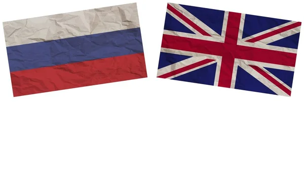 United Kingdom Russia Flags Together Paper Texture Effect Illustration — 스톡 사진