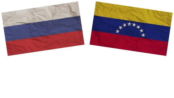 Wenezuela Rosja Flagi Razem Tekstura Papieru Efekt Ilustracji — Zdjęcie stockowe