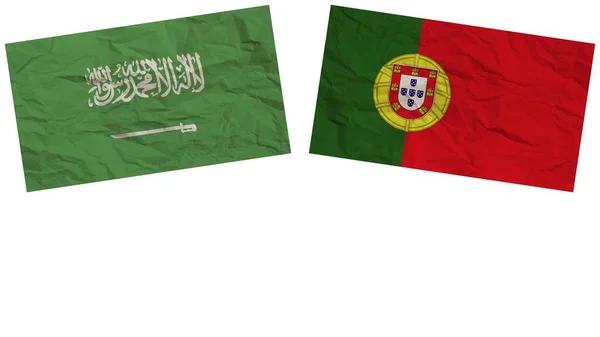 Portugal Saudi Arabia Flags Together Paper Texture Effect Illustration — Stock Photo, Image