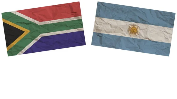 Argentina Sudáfrica Banderas Juntas Textura Papel Efecto Ilustración —  Fotos de Stock