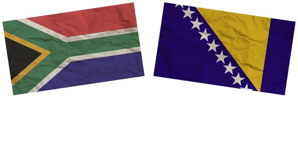 Bosna Hersek Güney Afrika Bayrakları Kağıt Dokusu Llüstrasyonunda Birlikte Bayraklar — Stok fotoğraf