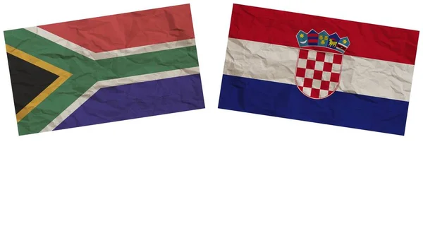 Hırvatistan Güney Afrika Bayrakları Kağıt Doku Llüstrasyonunda Birlikte Bayraklar — Stok fotoğraf