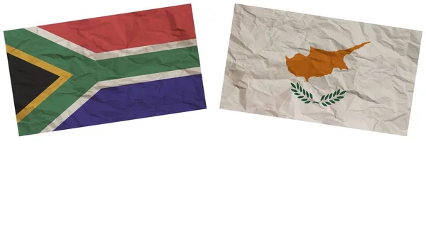 Cypern Och Sydafrika Flaggor Tillsammans Paper Texture Effect Illustration — Stockfoto