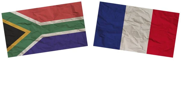Frankrike Och Sydafrika Flaggor Tillsammans Paper Texture Effect Illustration — Stockfoto
