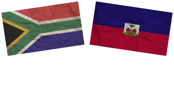 Haití Sudáfrica Banderas Juntas Papel Textura Efecto Ilustración —  Fotos de Stock