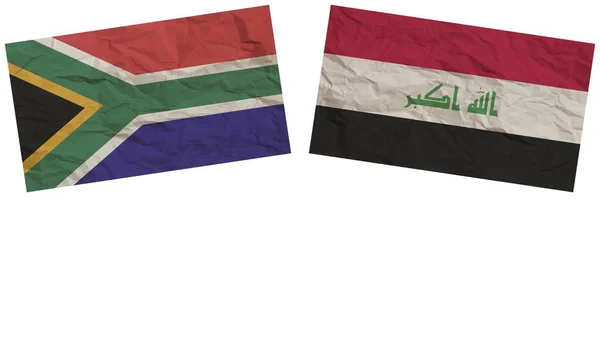 Irak Zuid Afrika Vlaggen Samen Paper Texture Effect Illustration — Stockfoto